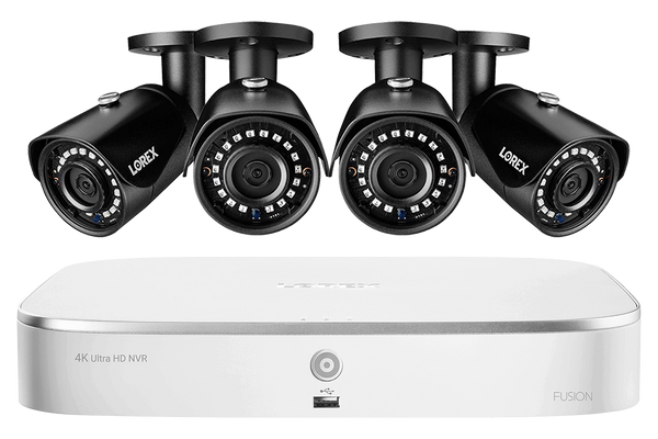 2K IP Security Camera System with 8-Channel NVR and 4 Outdoor 5MP Black Cameras