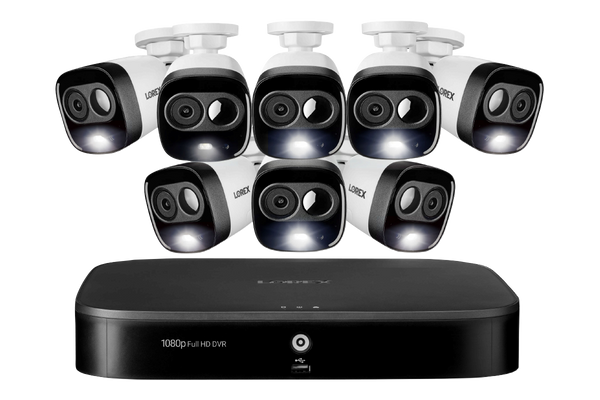 1080p HD 8-Channel Security System with 8 1080p Active Deterrence Security Cameras, Advanced Motion Detection and Smart Home Voice Control