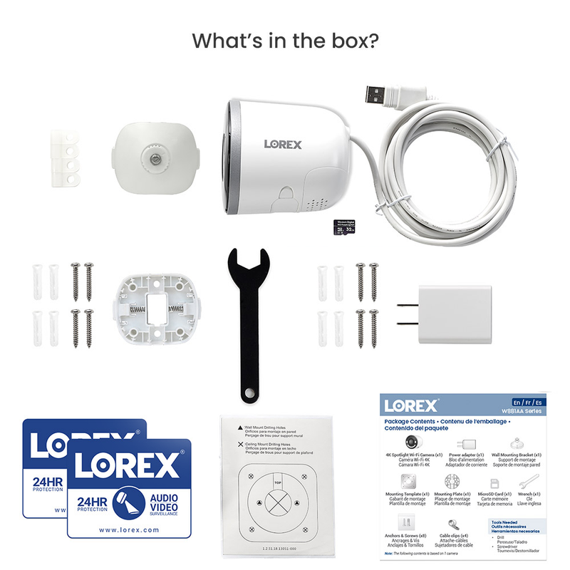 Lorex 2K Battery Video Doorbell and 4K Spotlight Indoor/Outdoor Wi-Fi 6 Security Camera