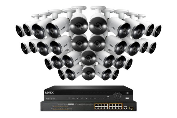 Lorex 4K (32 Camera Capable) 8TB Wired NVR System with Active Deterrence Bullet Security Cameras