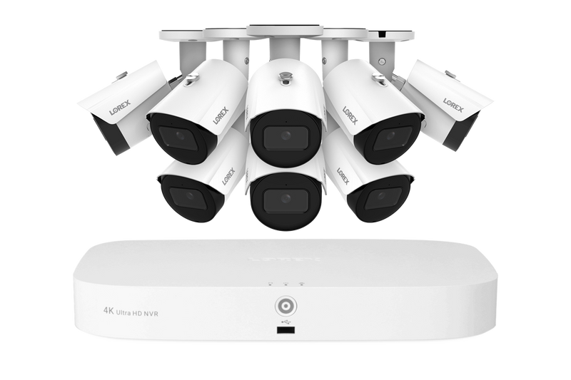 Lorex Fusion Series 4K 16 Camera Capable (8 Wired + 8 Fusion Wi-Fi) 2TB Wired NVR System with 4MP (2K) A4 IP Bullet Cameras - White 8