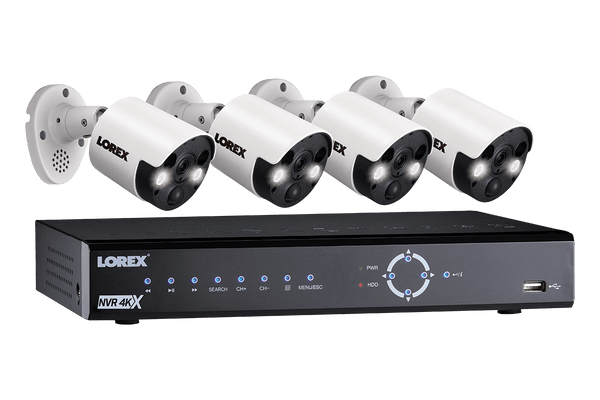 4K Ultra HD IP NVR System with 4 Active Deterrence Security Cameras, 130ft Night Vision