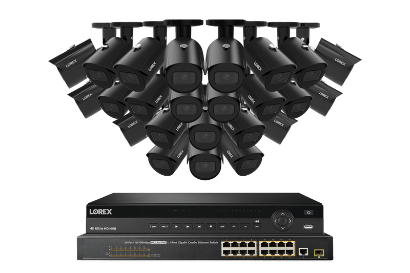Lorex Pro Series 4K 32 Camera Capable 8TB Wired NVR System with 4MP (2K) A4 IP Bullet Cameras