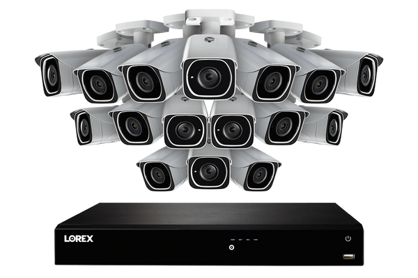 4K Ultra HD IP NVR System with 16 Outdoor 4K (8MP) IP Cameras, 130FT Night Vision