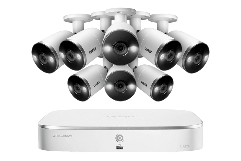 4K Ultra HD 8-Channel IP Security System with 8 Smart Deterrence 4K (8MP) Cameras, Smart Motion Detection and Smart Home Voice Control