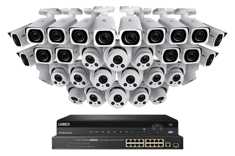 32-Channel 4K NVR System with 32 Varifocal Nocturnal IP Security Cameras