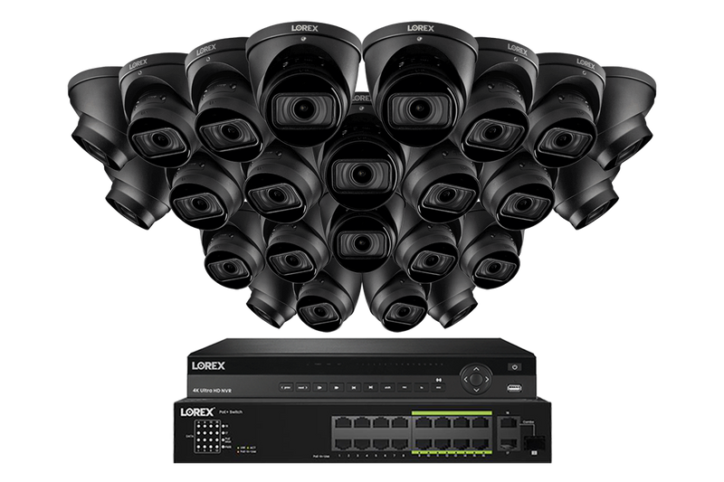 Lorex 4K (32 Camera Capable) 8TB Wired NVR System with Nocturnal 3 Smart IP Dome Cameras Featuring Motorized Varifocal Lens and 30FPS Recording