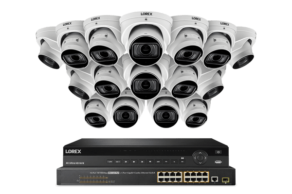 Lorex Elite Series NVR with N4 (Nocturnal Series) IP Dome Cameras - 4K 32-Channel 8TB Wired System