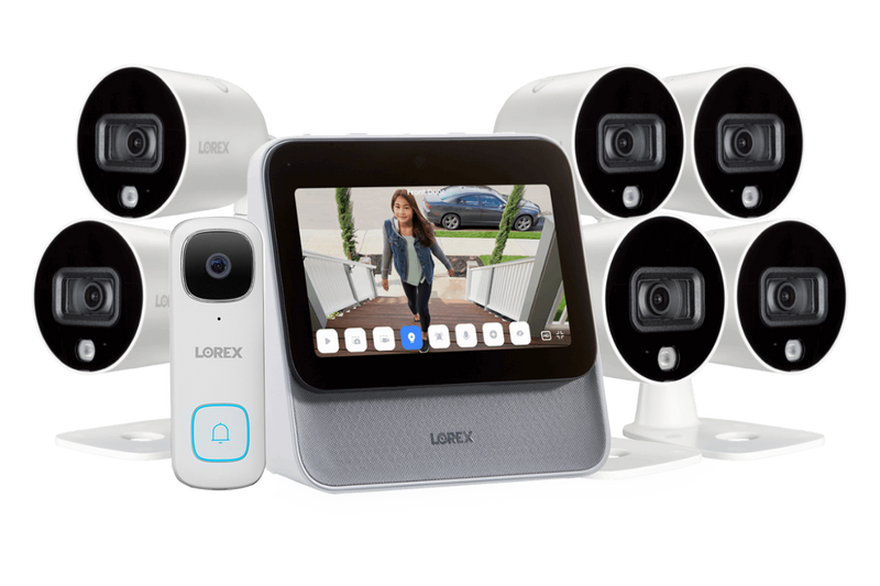 Lorex Smart Home Security Center with Six 1080p Outdoor Wi-Fi Cameras and 2K Video Doorbell