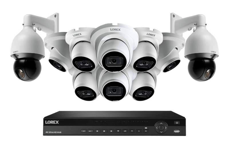 Lorex Nocturnal 3 4K (16 Camera Capable) 4TB NVR System with 8 Smart IP Dome Cameras and 2 Pan Tilt Zoom IP Cameras