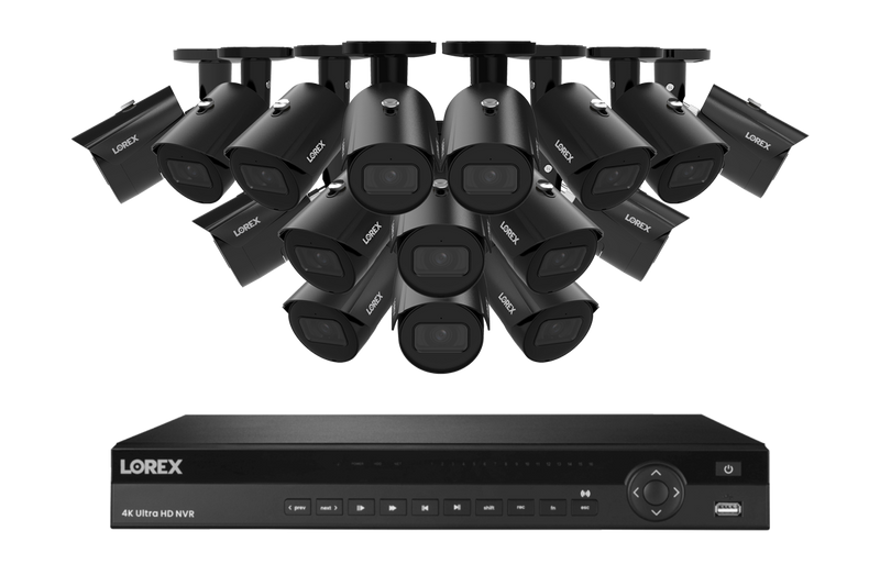 Lorex Fusion Series 4K 16 Camera Capable (Wired or Fusion Wi-Fi) 4TB Wired NVR System with 4MP (2K) A4 IP Bullet Cameras - Black 16