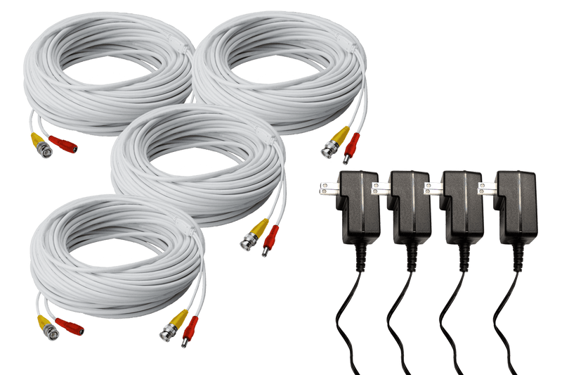 250FT high performance BNC Video/Power Cable & 12V Power Adapter for Lorex security camera systems (4-pack) - Lorex Corporation